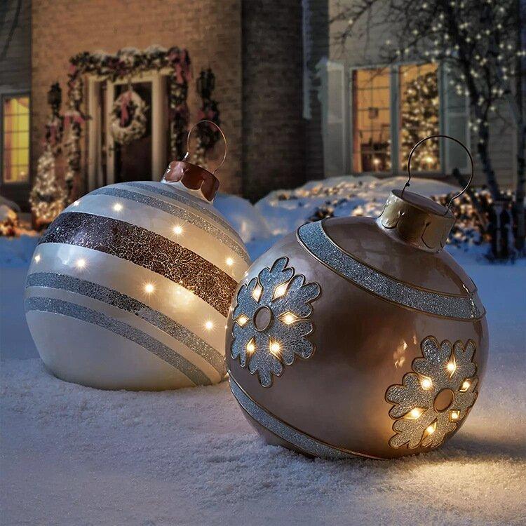 Inflatable Christmas decorative balls | PVC outdoor balls | Weatherproof & reusable | Various designs