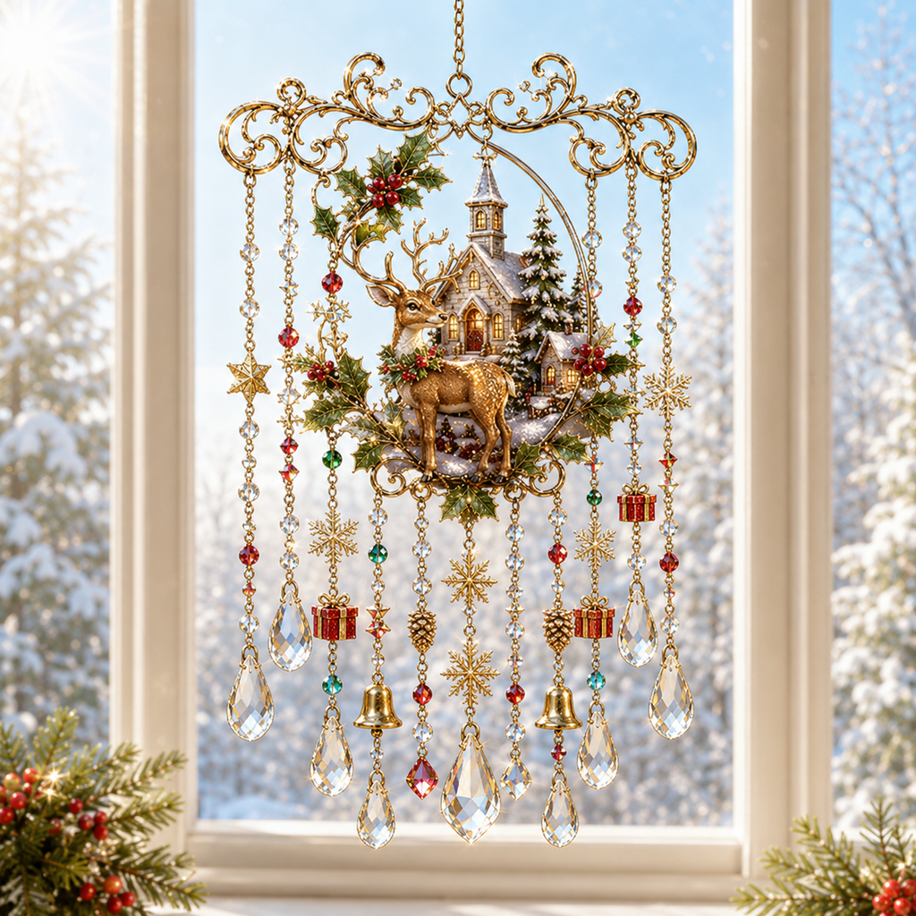 Handmade Christmas Stained Glass Window Hanging