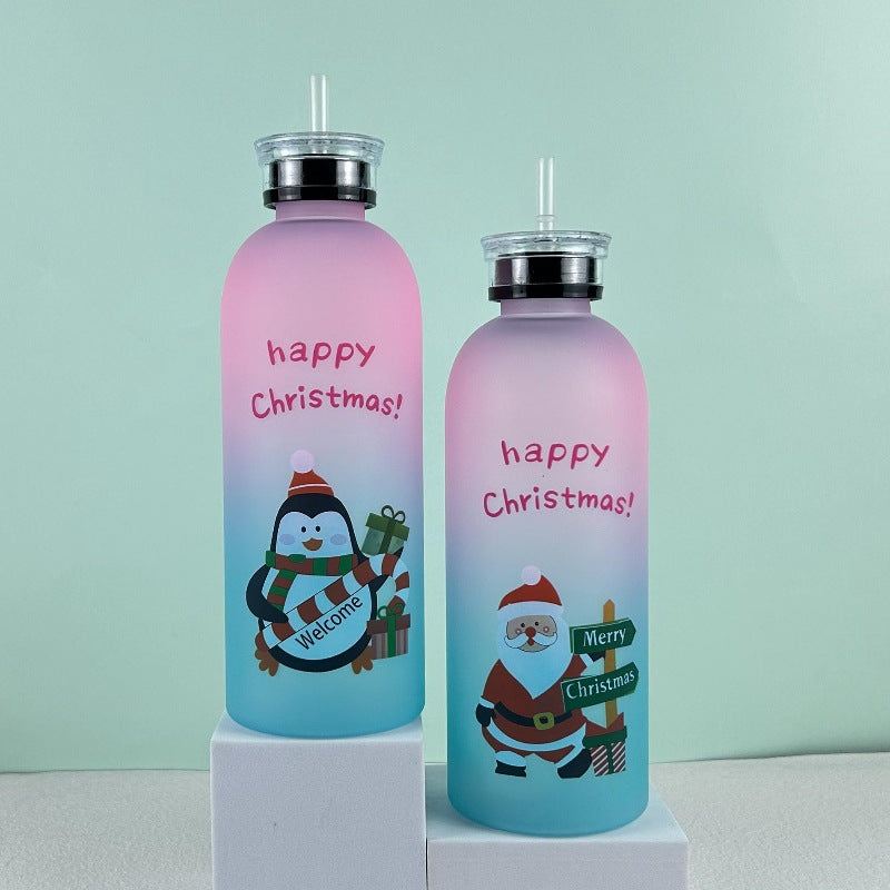 Ladies Motivational Water Bottle with Cheerful Christmas Design