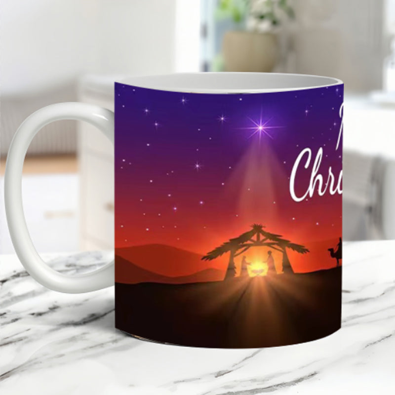 Vintage Christmas Nativity Scene Mug