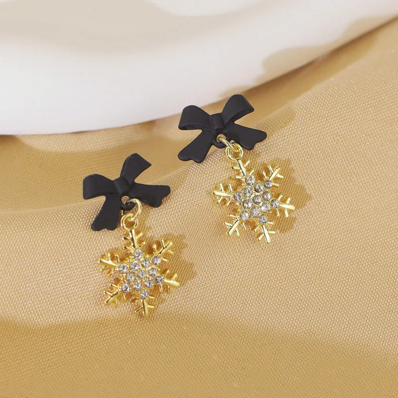 MerryChic Sneeuwman Oorbellen – Feestelijk Design met Rode Strik & Lichtgewicht Comfort