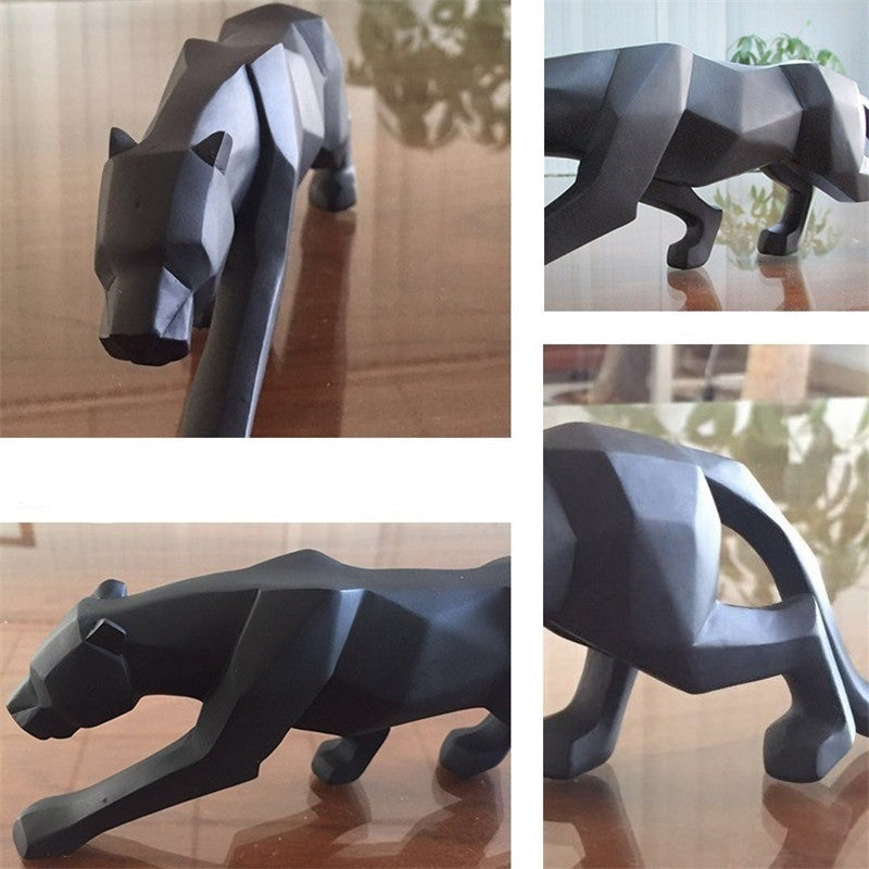 Modern Resin Geometric ack Panther Sculpture