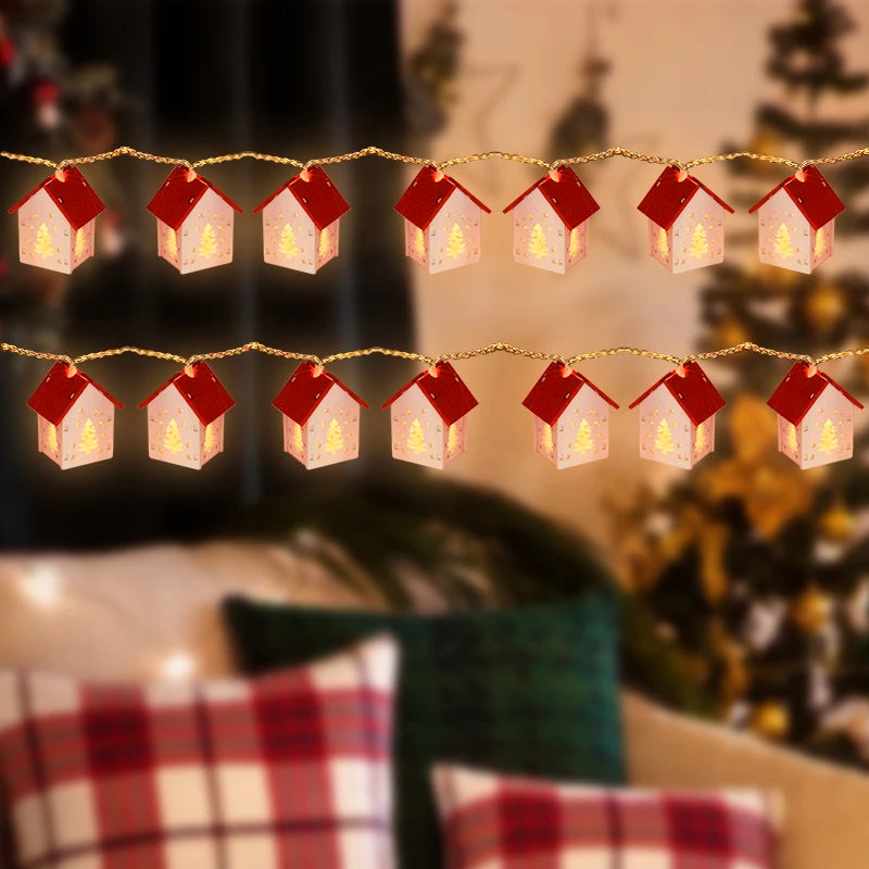 LED Christmas Houses Made of Wood with Festive Lighting