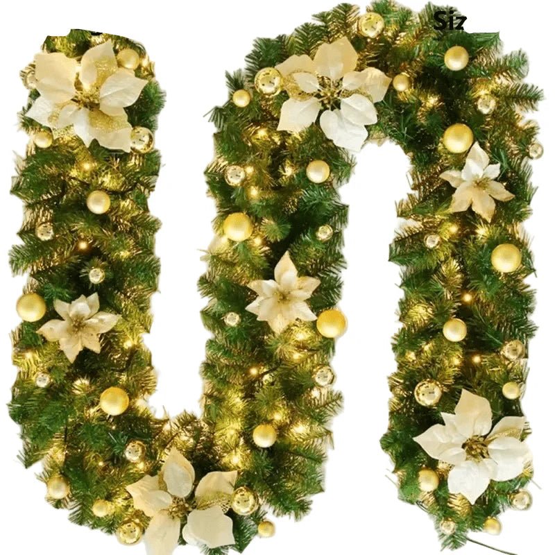 Illuminated Christmas garland made of rattan with warm white LED lights, 2.7 m