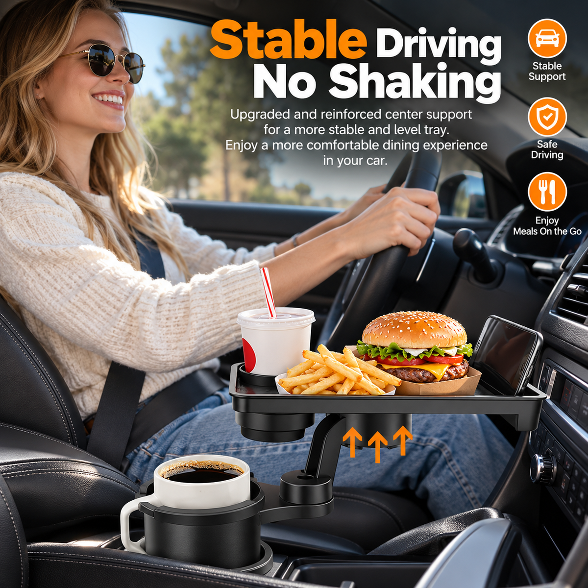 360° Rotating Car Cup Holder Tray