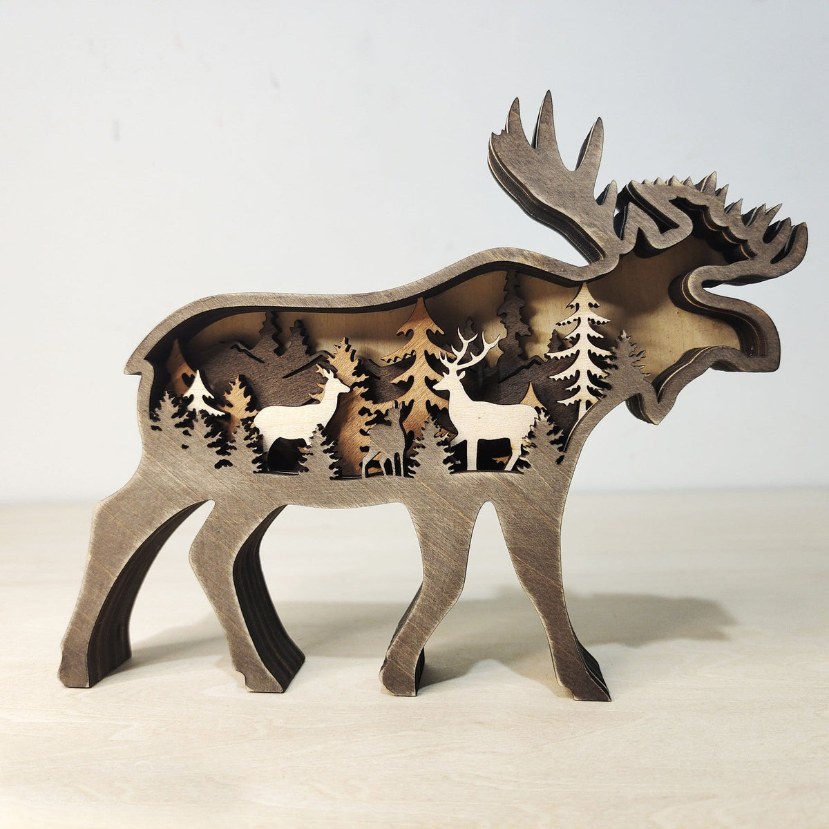 Holiday Gift Wooden Animal Carved Lamp Ornament