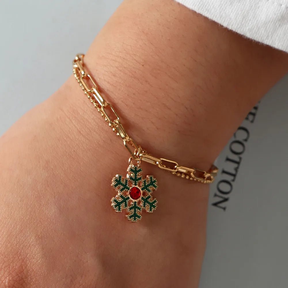 Adjustable, gold-plated, festive charm bracelet for Christmas mood