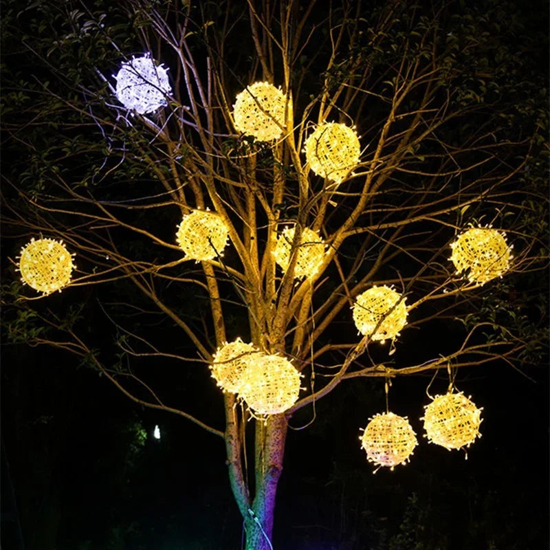 LED Rattan Ball String Lights – Decorative Outdoor Lighting for Gardens and Parties