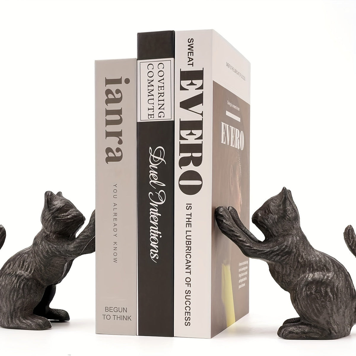 VintageCat - Rustic Cast Iron Bookends for Stylish Interiors