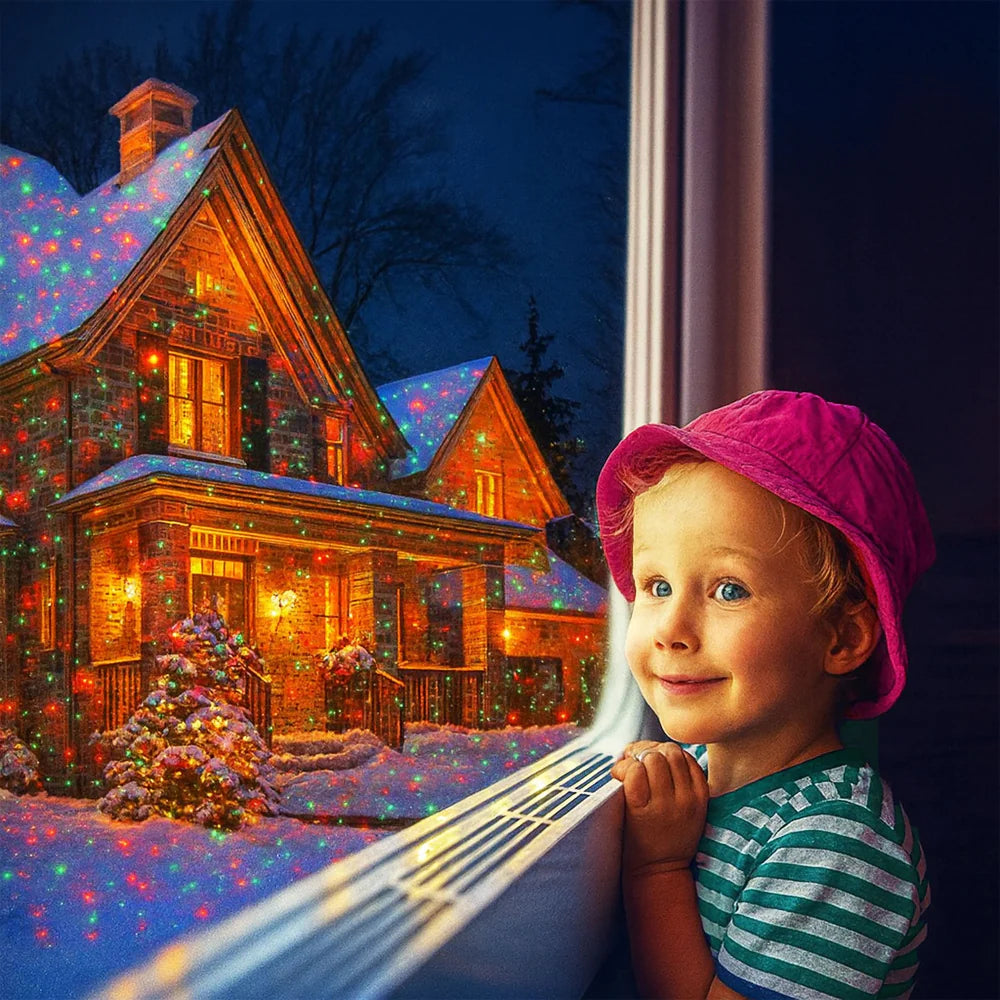 Waterproof Christmas Light Projector for Outdoor with Red/Green Laser Light Effects