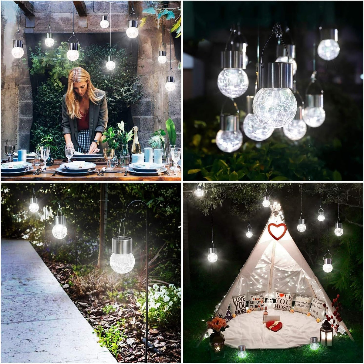 Multicolor Crackle Glass Hanging Solar Light
