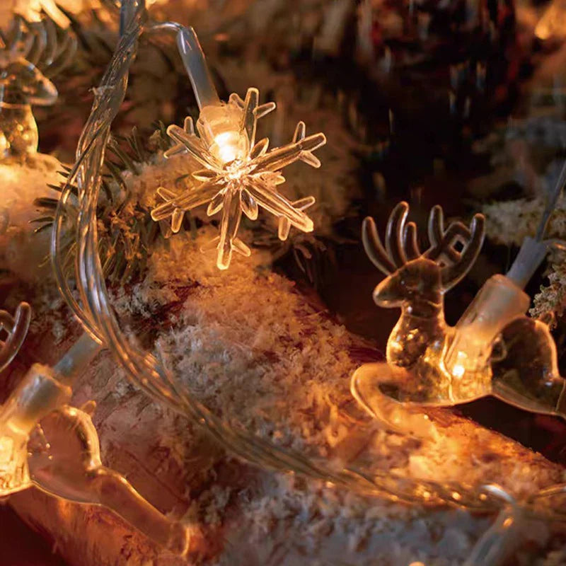 Kerstlichtsnoer met Sneeuwvlokdesign – LED Lichtslinger op Batterijen voor Feestelijke Sfeer