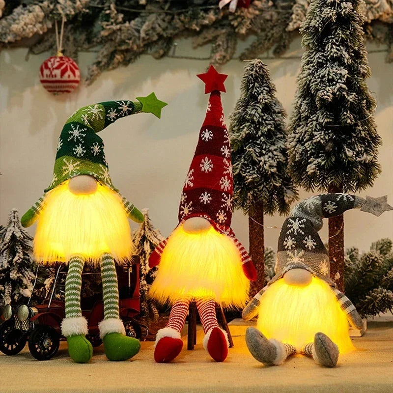 Kerstdecoratie met LED-licht – Gezichtsloze Pop van Pluche voor Sfeervolle Feestdagen