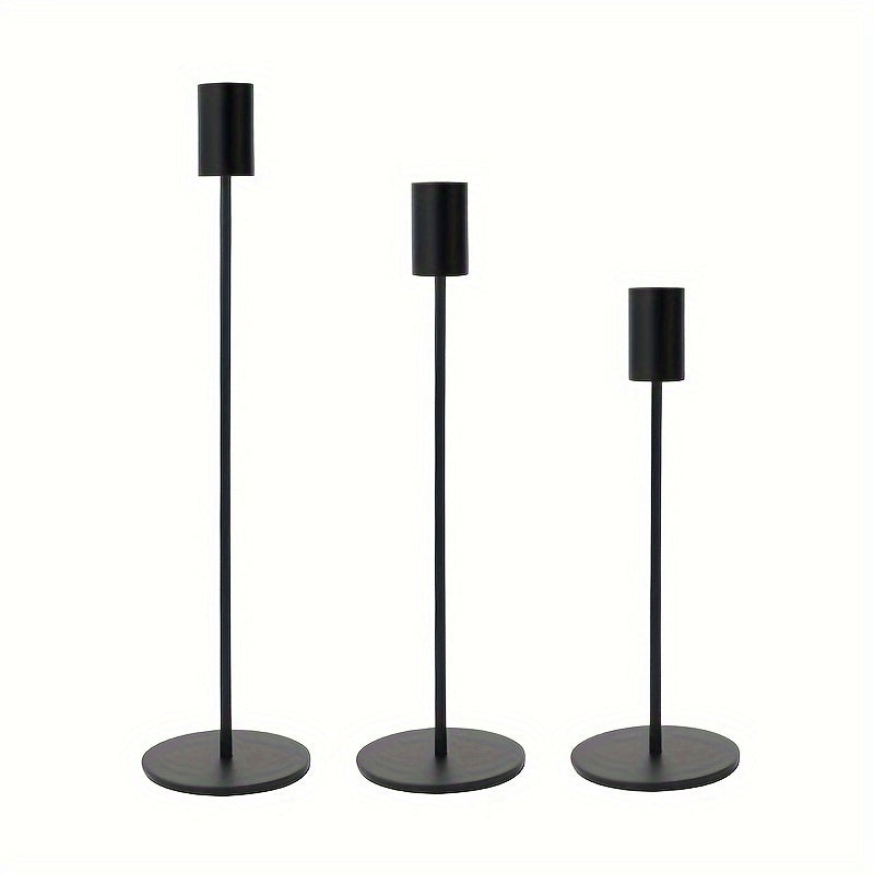 ElegantGleam | 3-piece metal candle holder set for the table