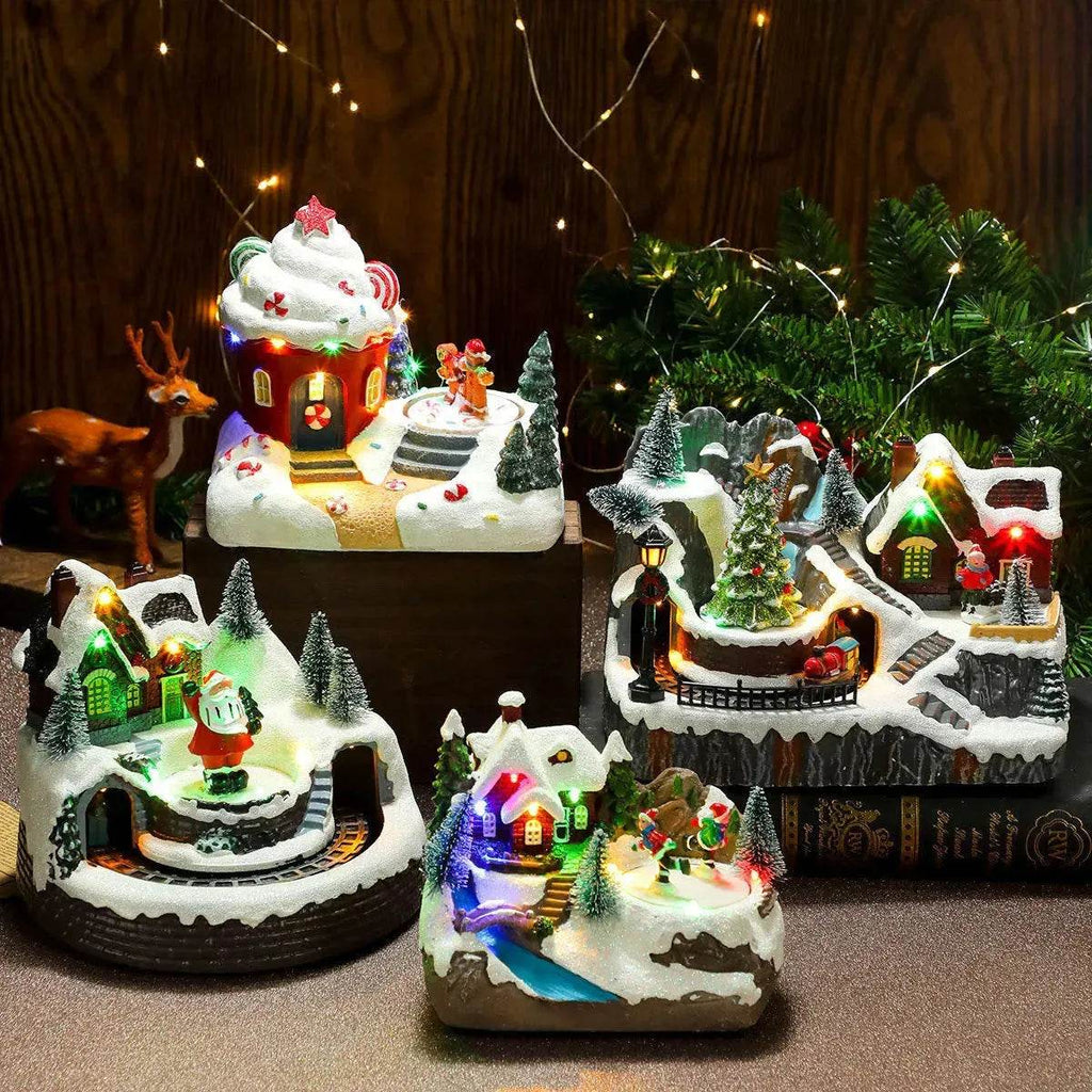 Christmas Rotating Resin Luminous Music Box Ornaments