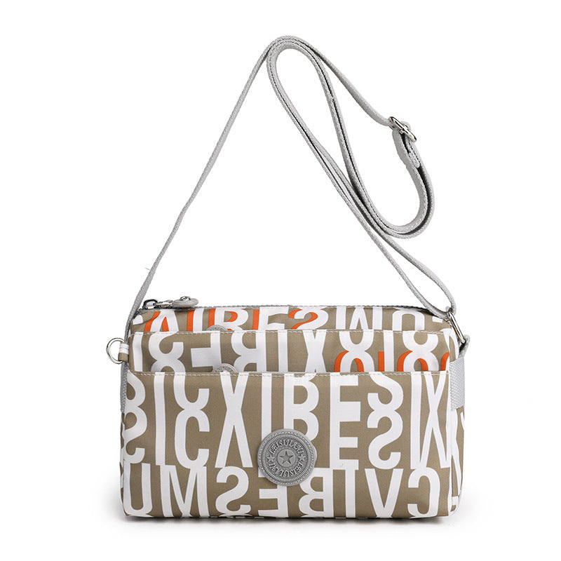 Women's Casual Multi-layer Fashionable Simple Shoulder Bag Made of Nylon