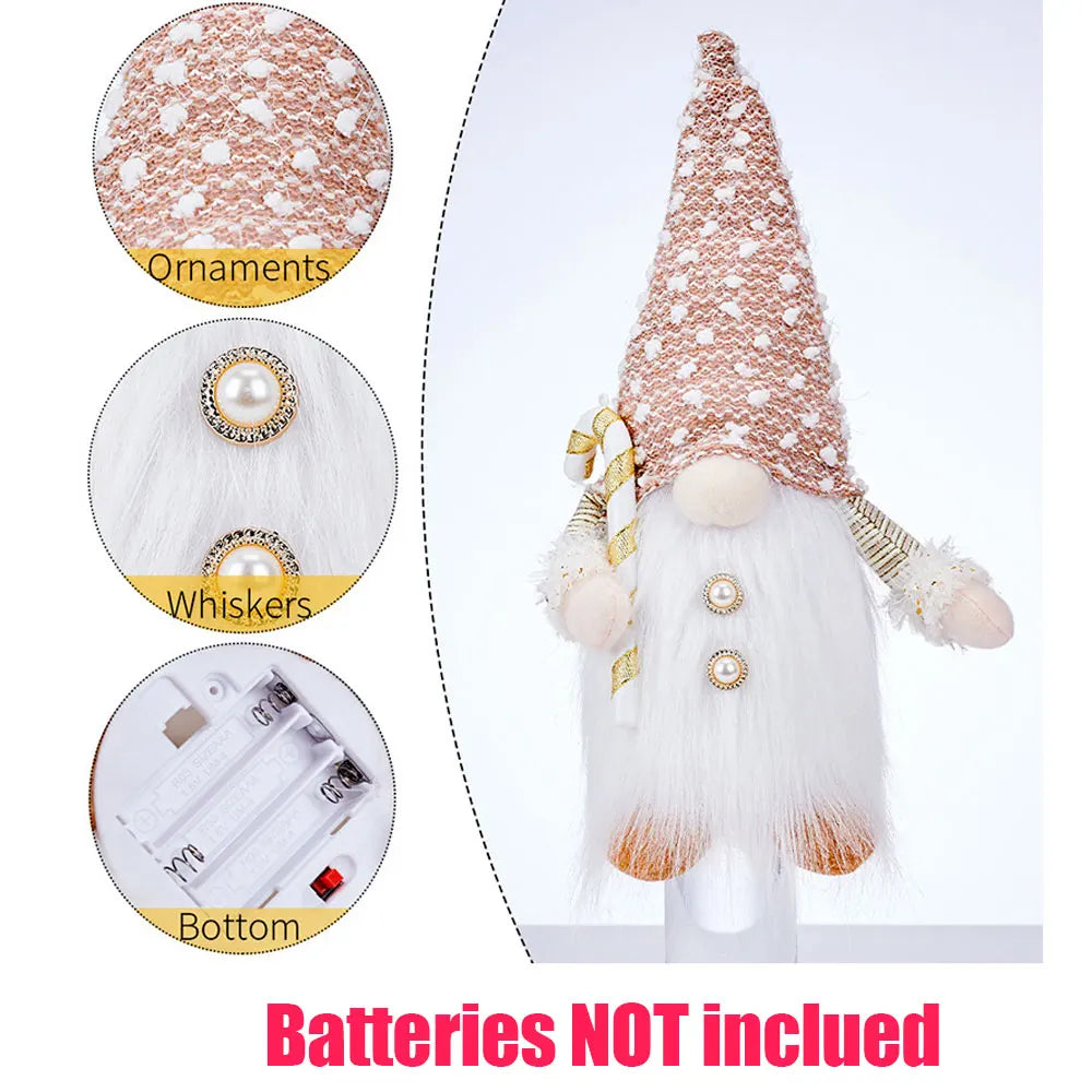 Gloeiende Gnome Kerstboomversiering – Handgemaakte Decoratie met Warm LED-licht