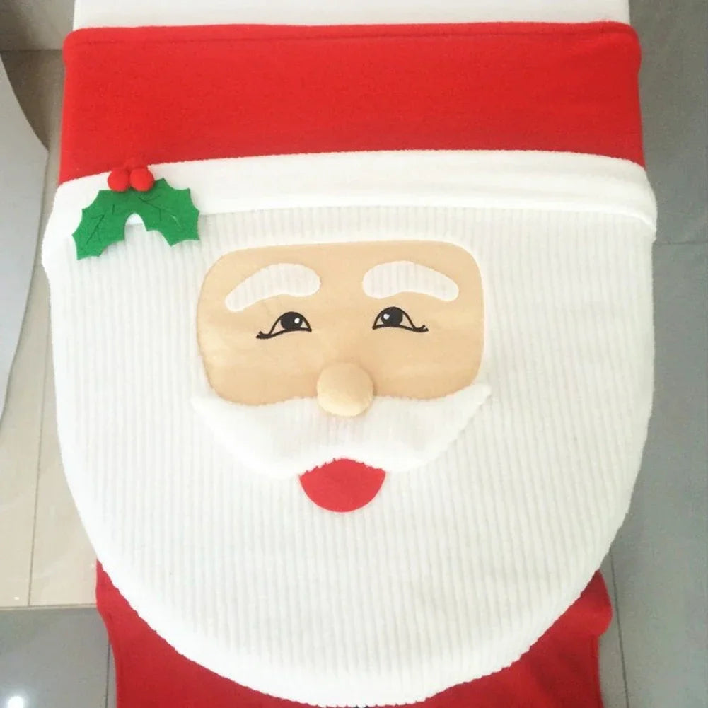 Kerst Toiletbrilhoezen Set met Kerstman – Feestelijke Badkamerdecoratie voor de Feestdagen