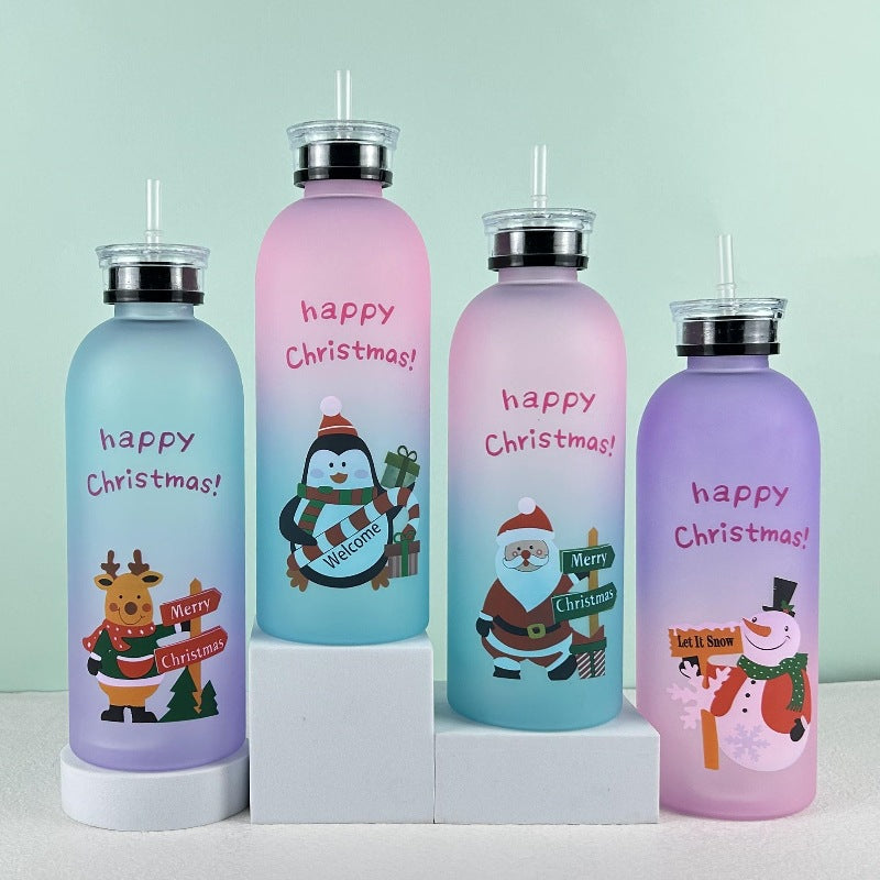 Ladies Motivational Water Bottle with Cheerful Christmas Design