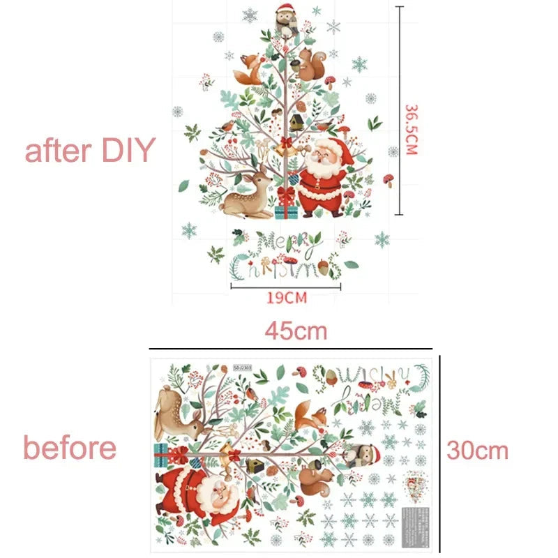 Glimoria | Christmas Window Stickers 2025 | Santa Claus & Christmas Tree | Removable Window Stickers for Glass & Walls | Festive Decor for Christmas & New Year