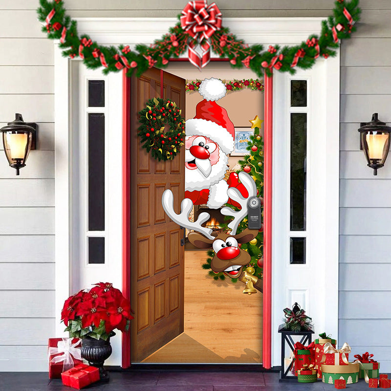 Christmas Door Decoration | Fabric Door Cover | Washable & Reusable