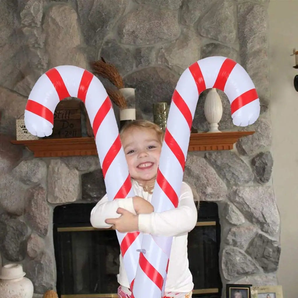 CandyFest Inflatable Christmas Candy Canes – Set of 4 PVC Decorations of 87 cm