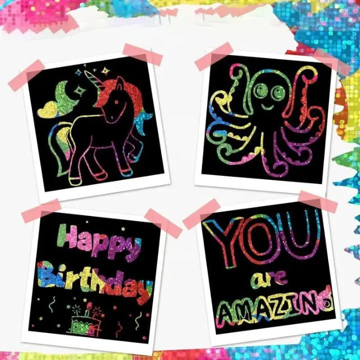 100 pieces rainbow scratch paper – creative, colorful & child-friendly