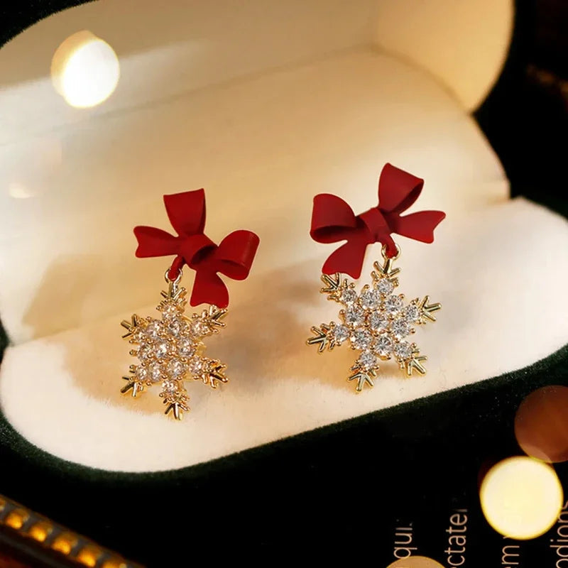 MerryChic Sneeuwman Oorbellen – Feestelijk Design met Rode Strik & Lichtgewicht Comfort
