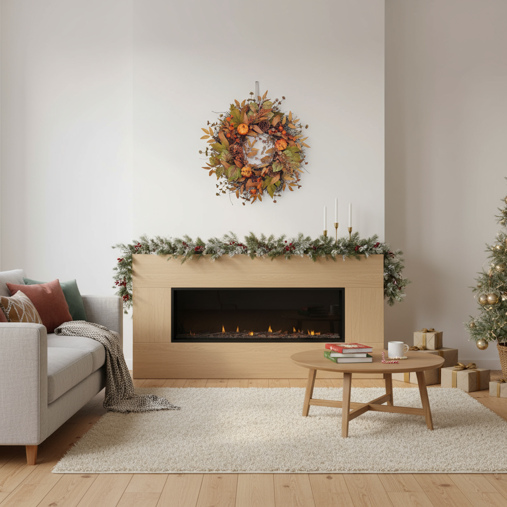 Autumn wreath with pumpkins | Door wreath for Halloween and Christmas