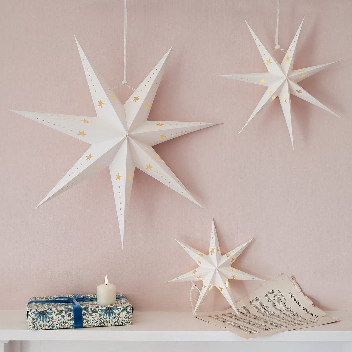 Christmas Decorations Paper Star Light Set
