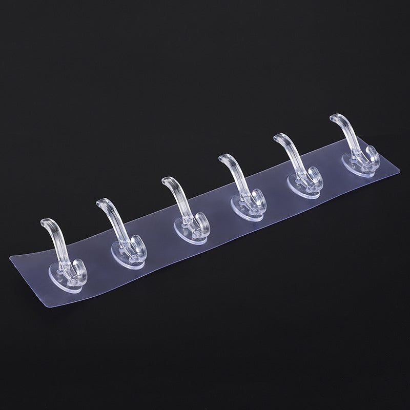 6 Hooks Multifunctional Self-Adhesive Hooks No Drilling Wall Transparent Hook