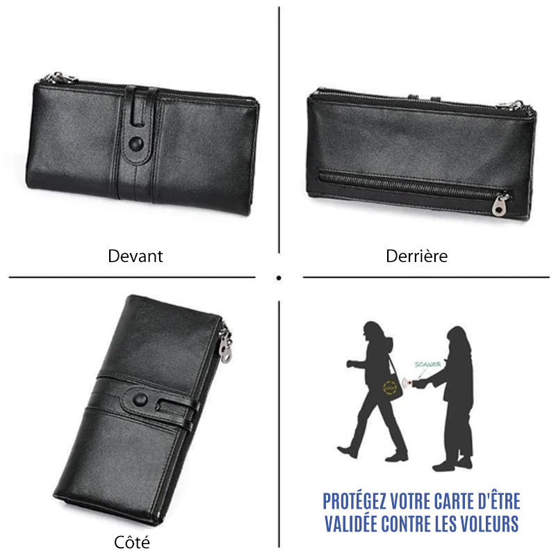 Long wallet made of genuine leather