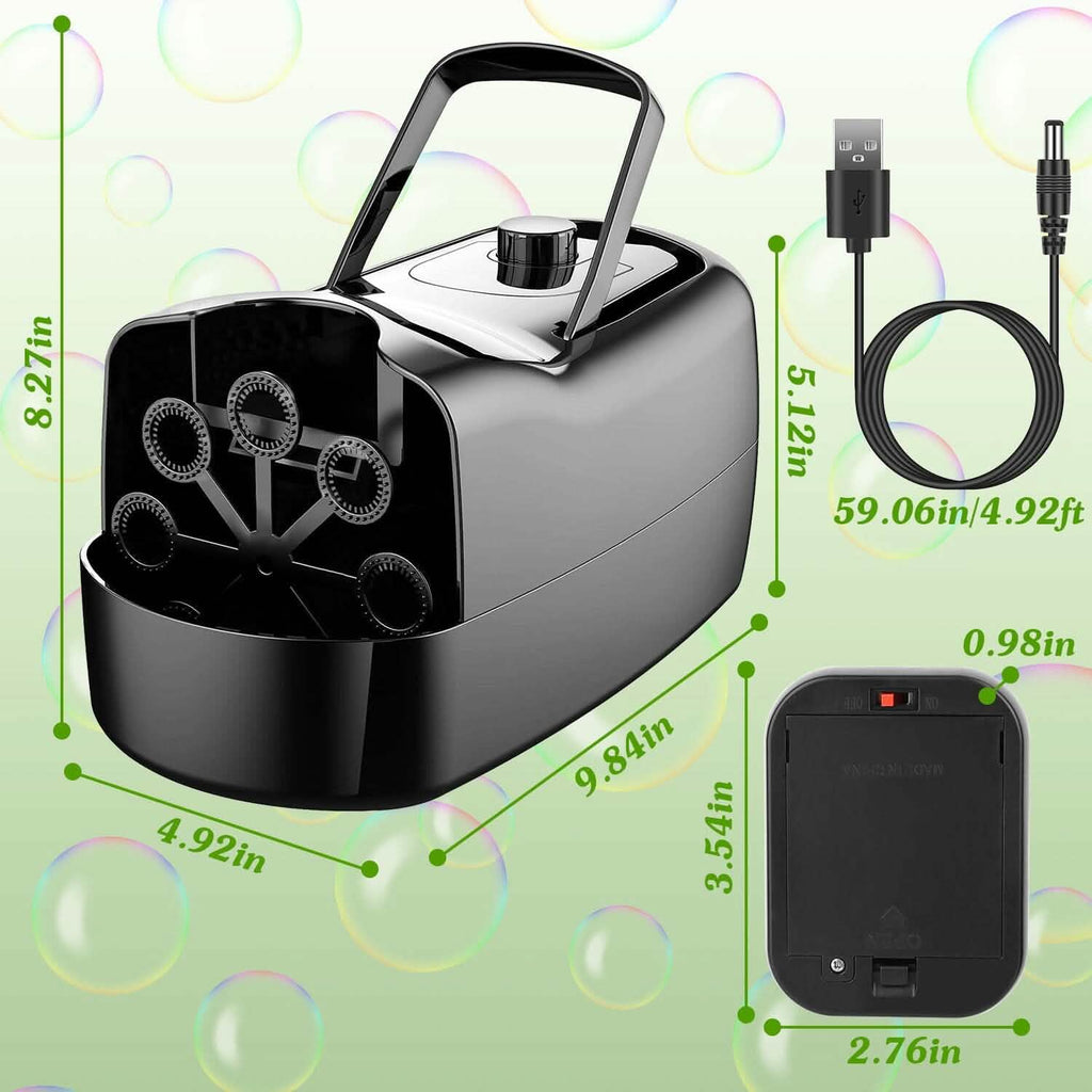 Portable Bubble Machine with 2 Speeds Hand Grip 3000-4000 Bubbles per Minute Plug-powered Battery-powered