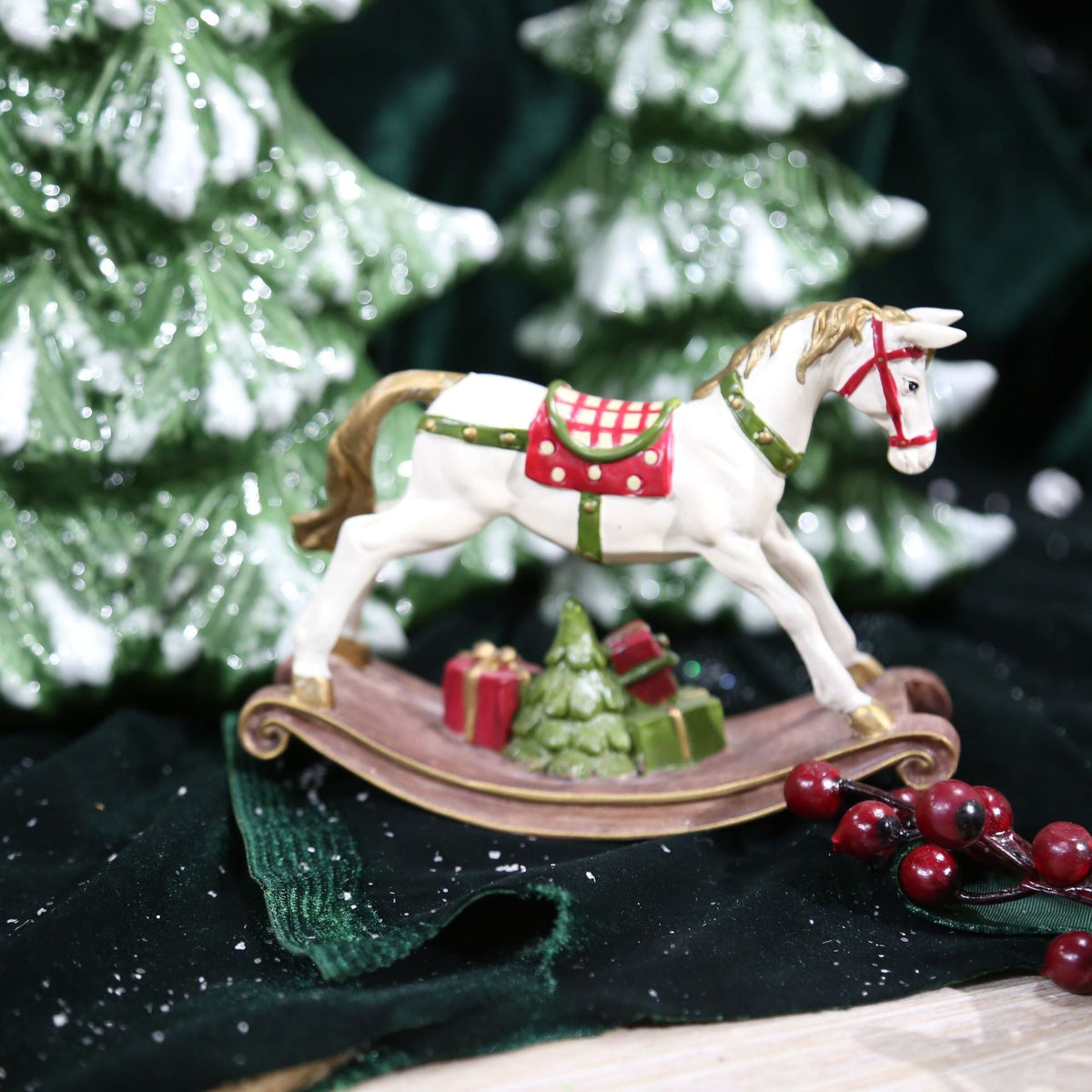 Festive Resin Rocking Horse Carousel Ornament