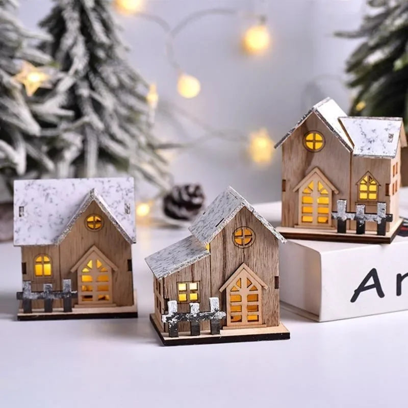 Lunawood | LED Wooden House | Glowing Mini Christmas House | Handmade Wooden Decoration | Warm White Light for Christmas & New Year