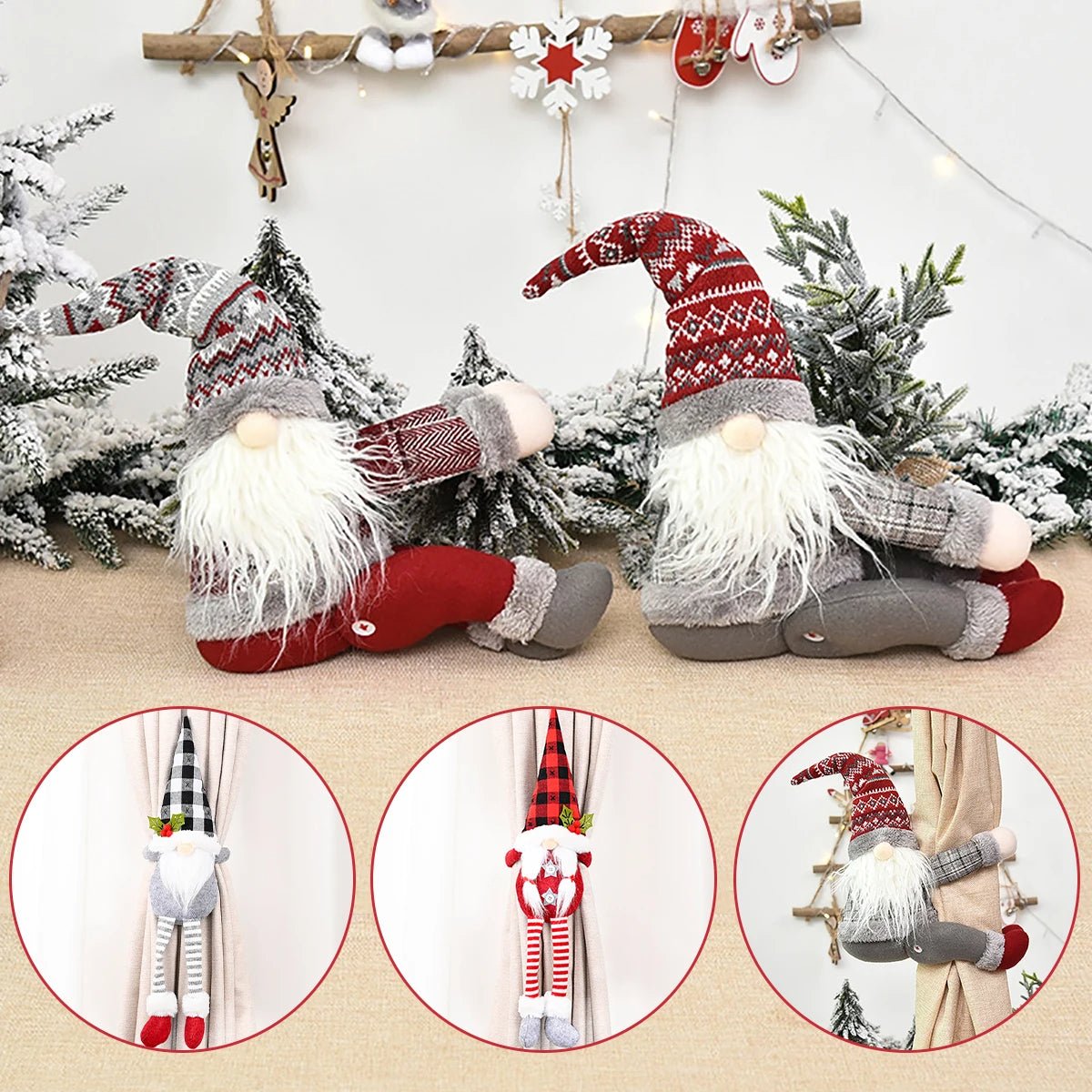 Santa & Elk Christmas Curtain Buckle – Festive Holiday Decor for a Merry Home