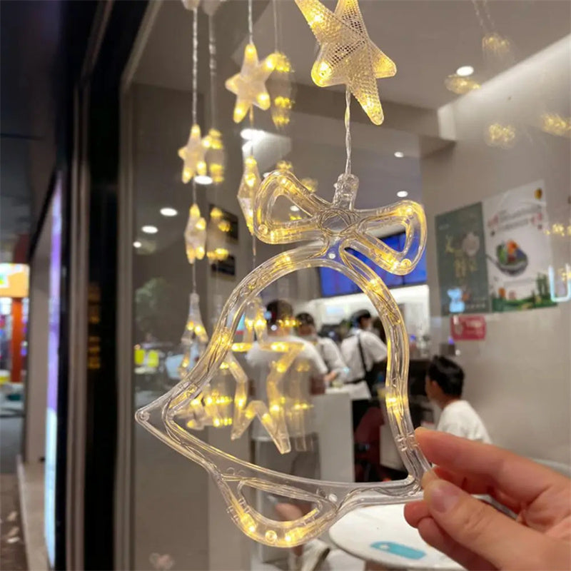 Christmas 3pcs LED Light Star Hanging Tree Sucker Window Ornaments