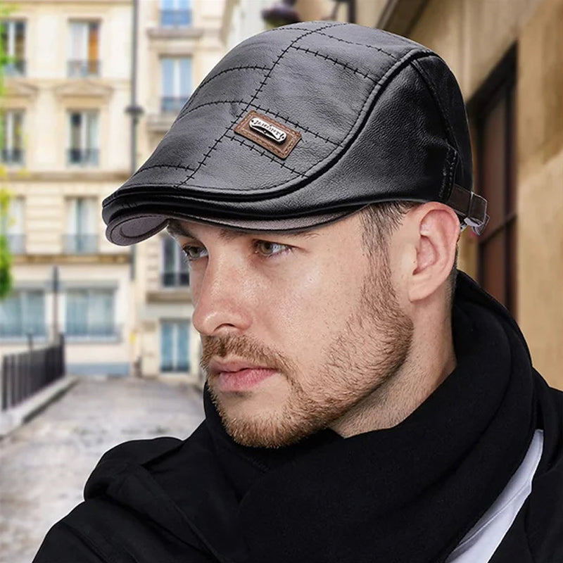New trendy leather beret