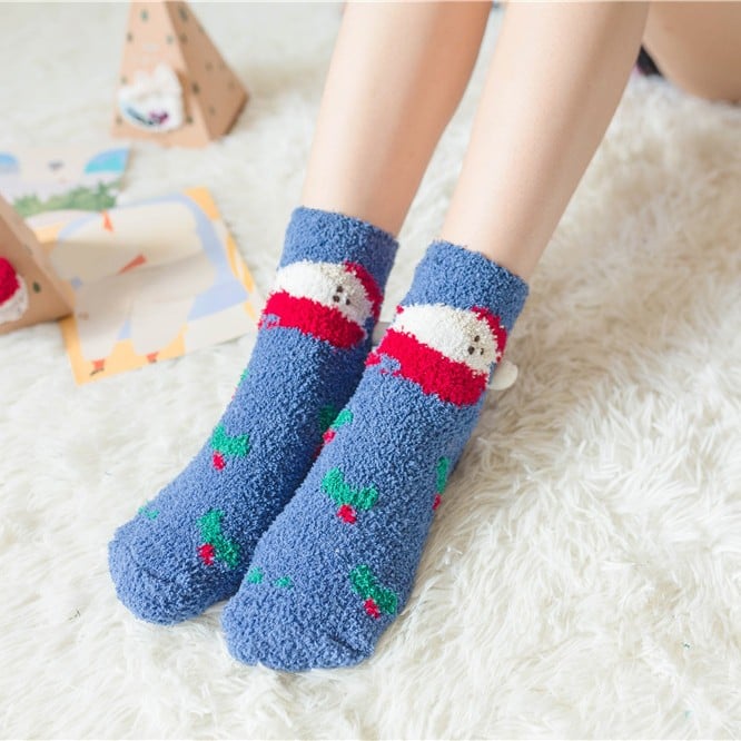 Christmas socks in gift box design | Plush house & cuddle socks | Universal size