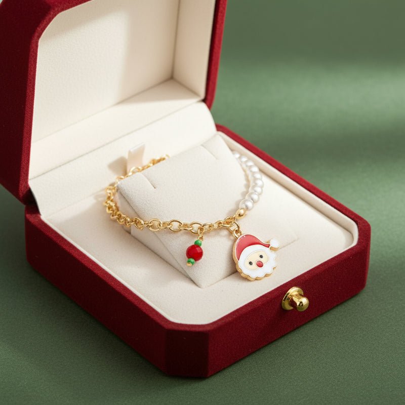 Festive charm bracelet with shimmering beads for Christmas