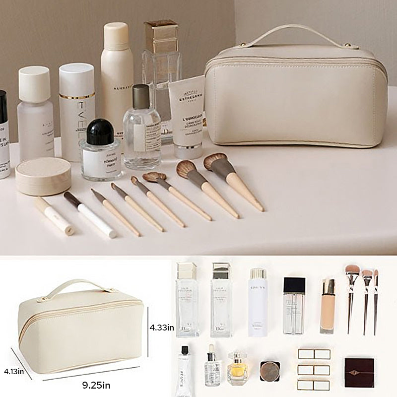 Large Travel Cosmetic Bag with Double-Layer Design