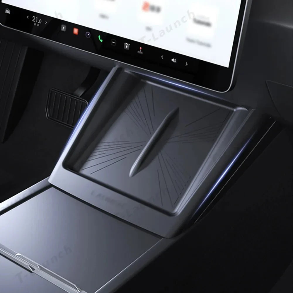 Full-Cover Non-Slip Silicone Wireless Charging Area Mat for Tesla Model Y Juniper 2025+ / Model 3 Highland 2024+