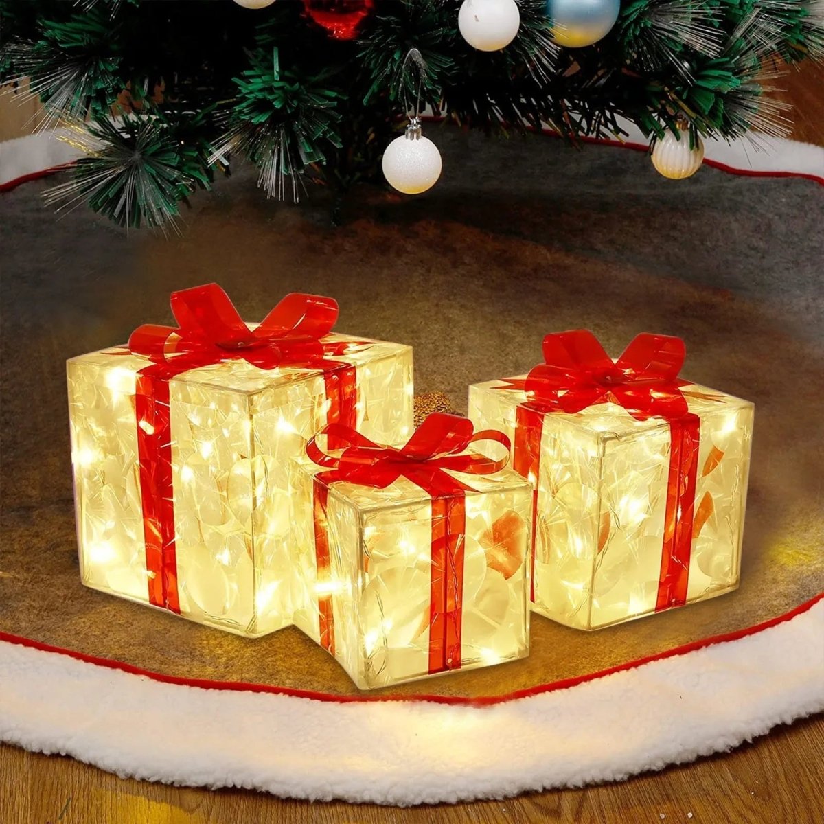 LED Christmas Gift Box with 100 Warm White Lights