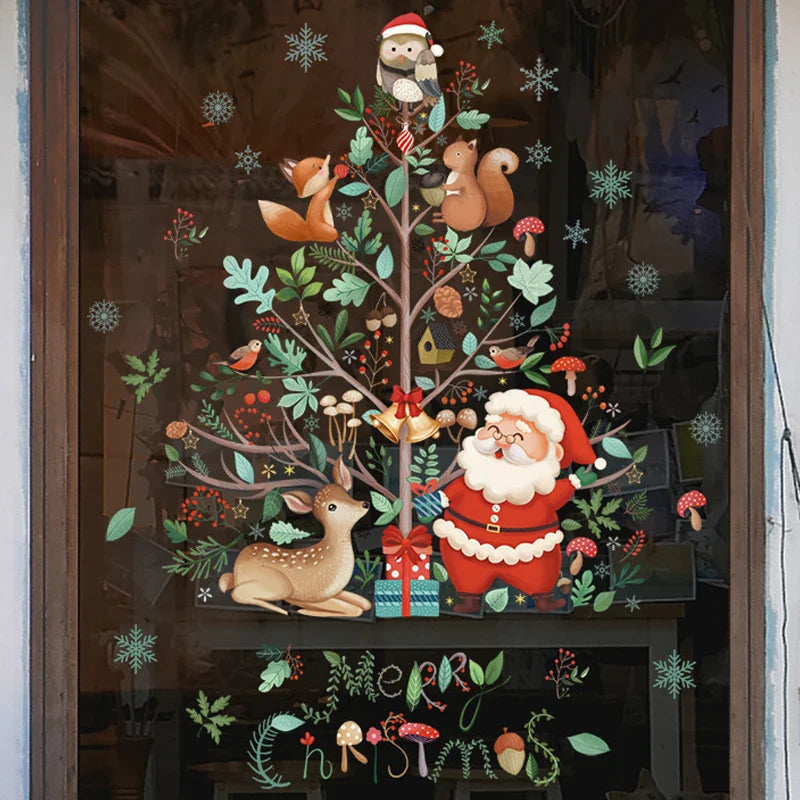 LumiFrost | Christmas Window Stickers 2025 | Santa Claus & Christmas Tree | Removable Window Stickers for Glass & Walls | Festive Decor for Christmas & New Year