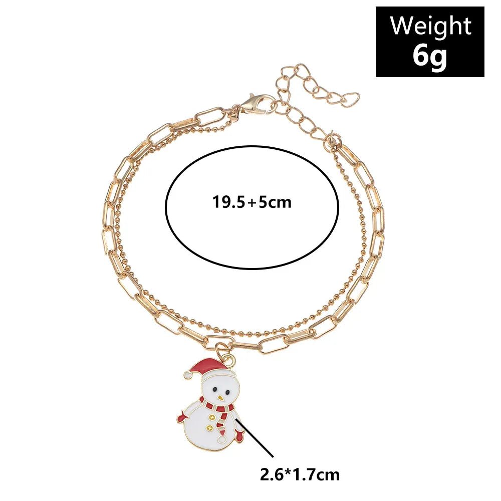 Adjustable, gold-plated, festive charm bracelet for Christmas mood