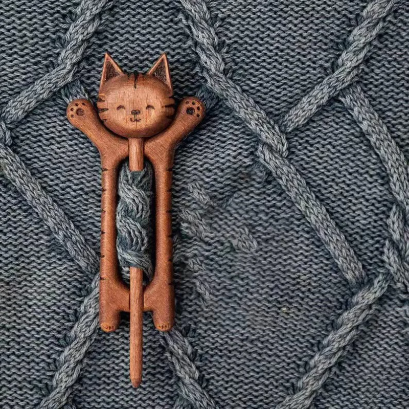 Sweet animal brooch made of wood