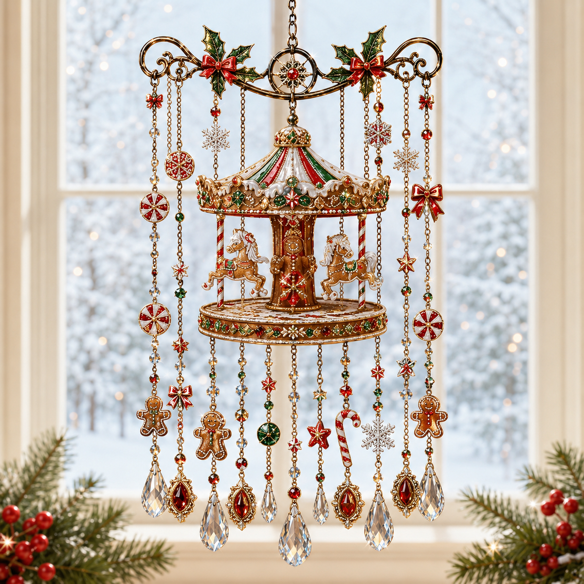 Handmade Christmas Stained Glass Window Hanging