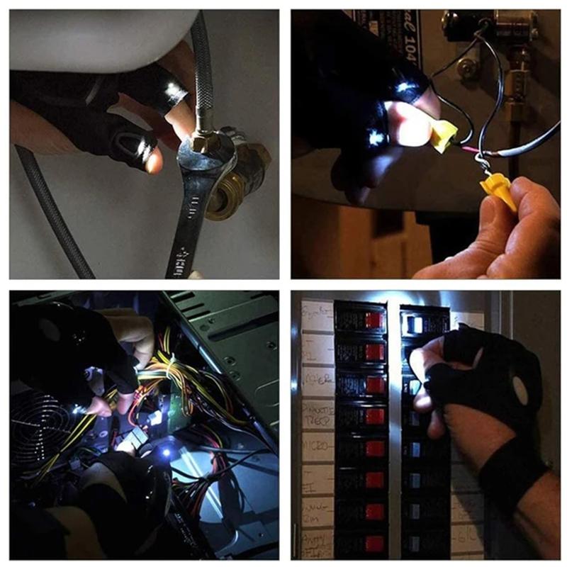 LED gloves with waterproof lights