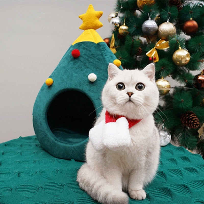 Christmas Tree Cat Bed - FestivePurr