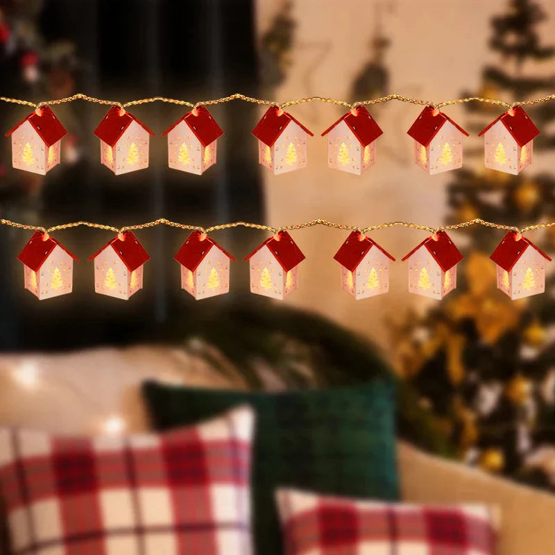 Wooden Christmas houses with LED lighting for festive decoration